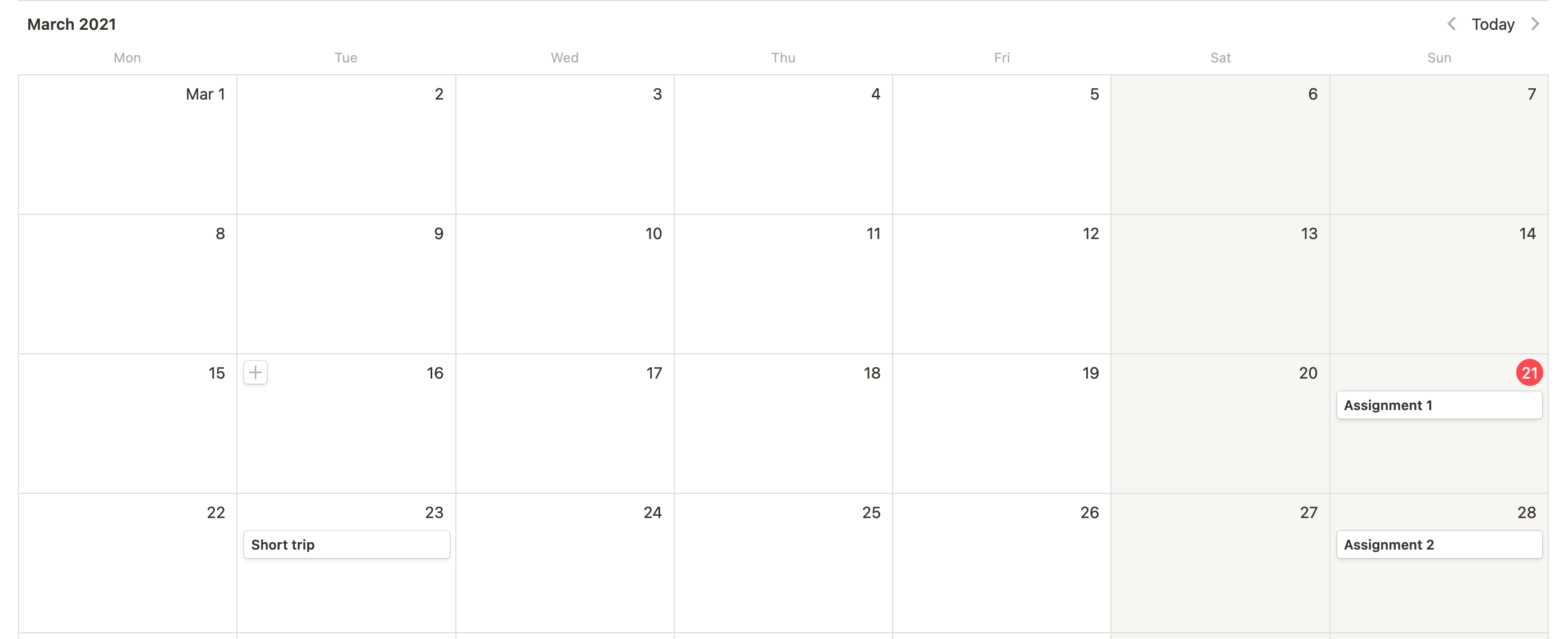 Final Calendar