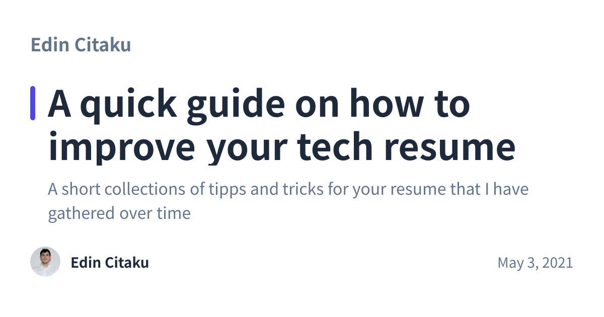 Share preview for A quick guide on how to improve your tech resume